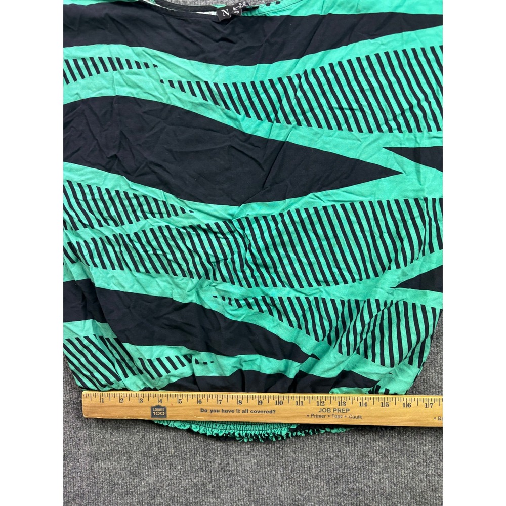 Nahe Hawaiian Blouse Womens XS Green Black Dolman Smocked Waist Top - Picture 5 of 9